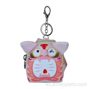Mei Yi Arts Fleece Wacat &amp; Tiger Mini auricular y bolsa para llaves